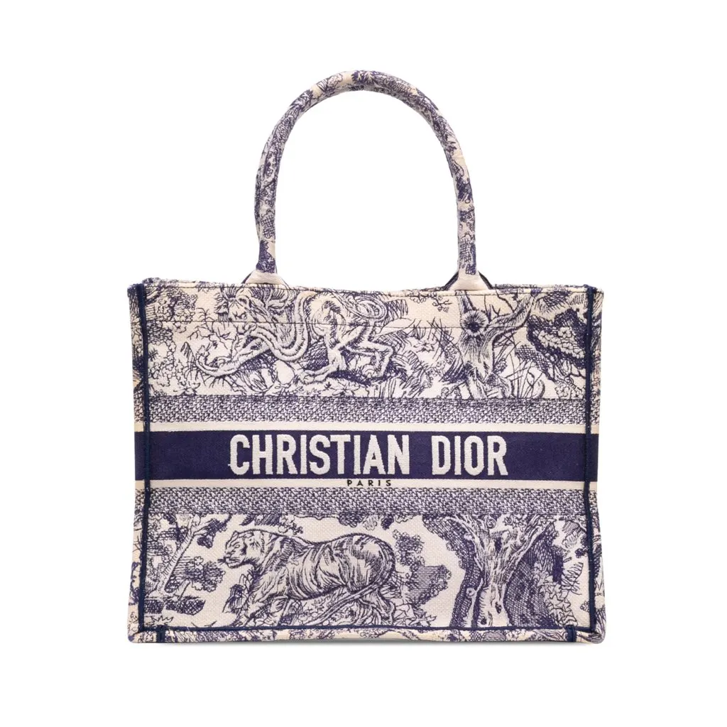 Dior Medium Canvas Embroidered Dioriviera Toile De Jouy Book Tote Blue Canvas Very good - Front View