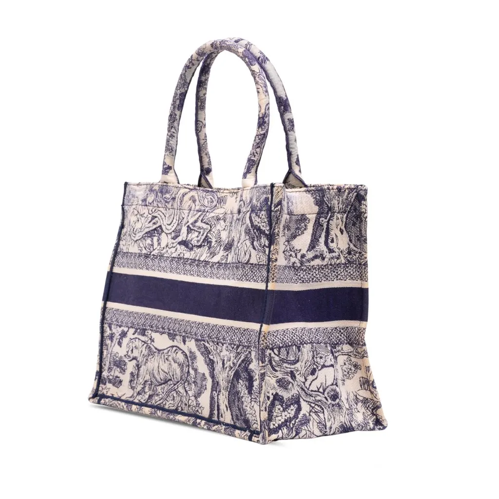 Dior Medium Canvas Embroidered Dioriviera Toile De Jouy Book Tote Blue Canvas Very good - Back View
