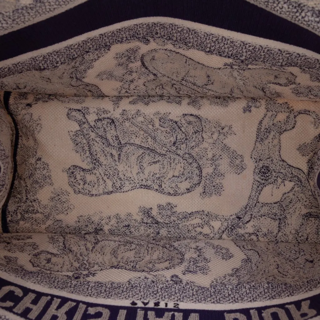 Dior Medium Canvas Embroidered Dioriviera Toile De Jouy Book Tote Blue Canvas Very good - Model View