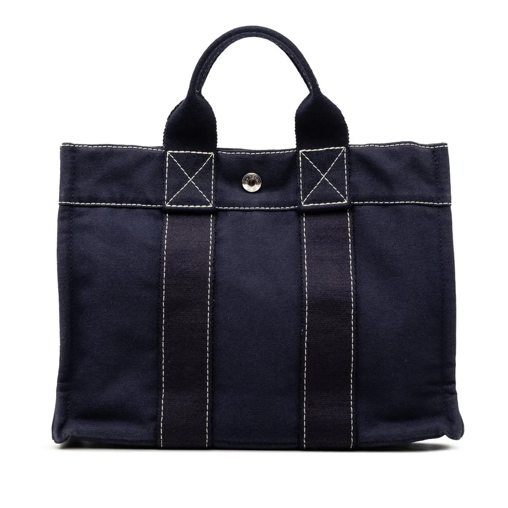 Hermès Canvas Fourre Tout PM Blue Very good - Front View