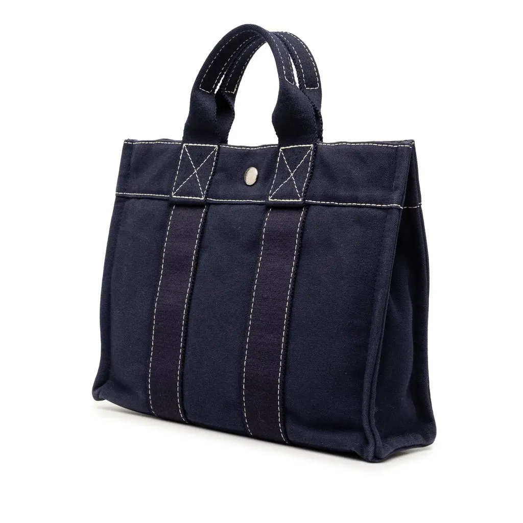 Hermès Canvas Fourre Tout PM Blue Very good - Back View