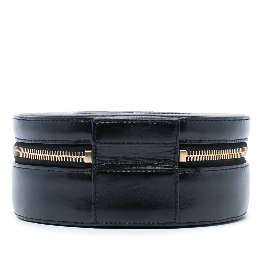 Chanel Glazed Calfskin Round As Earth Evening Bag Black Leather Very good - Inside View