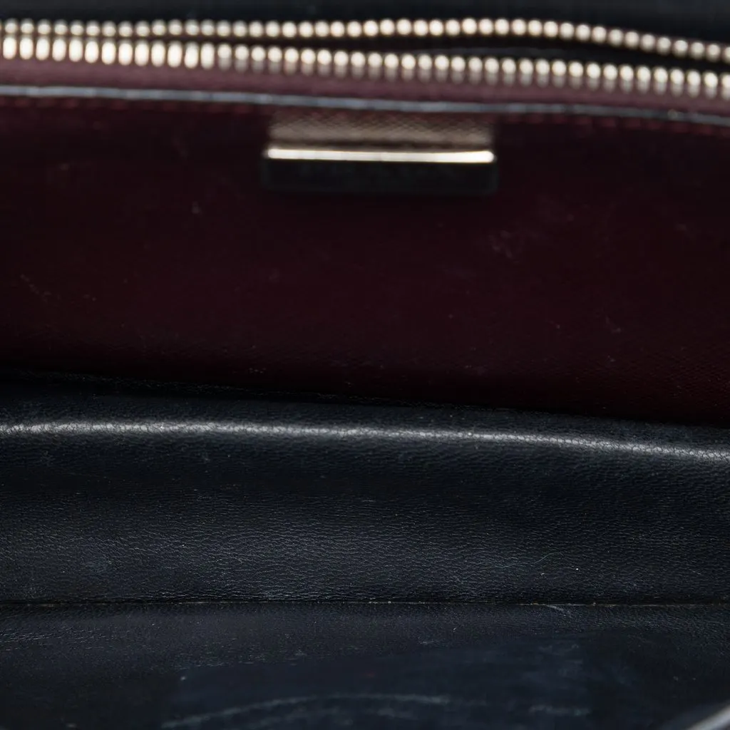 Prada Saffiano Lux Sound Lock Satchel Red Leather Good - Model View