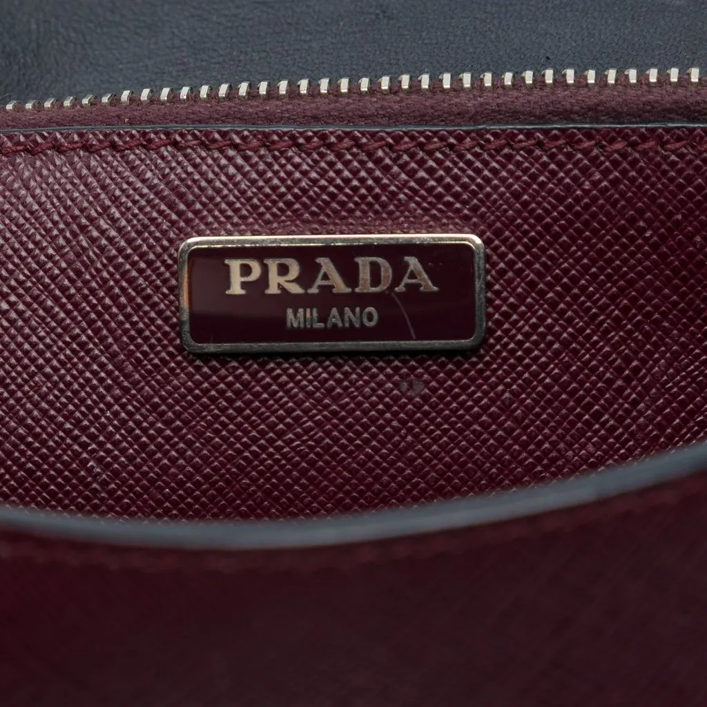 Prada Saffiano Lux Sound Lock Satchel Red Leather Good - Box View