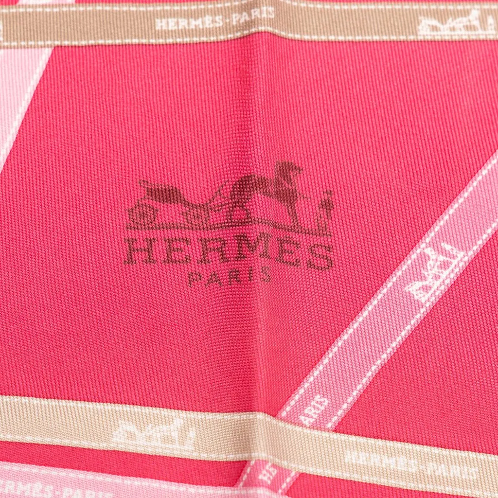 Hermès Bolduc Pointu Triangle Silk Scarf Pink Silk Good - Inside View