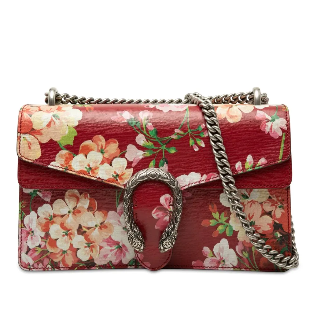 Gucci Medium Calfskin Blooms Dionysus Shoulder Bag Red Leather Good - Front View