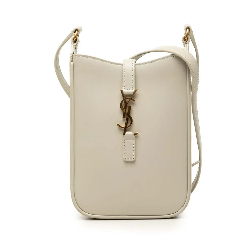 Saint Laurent Mini Smooth Calfskin Le 5 a 7 Vertical Crossbody White Leather Very good - Front View