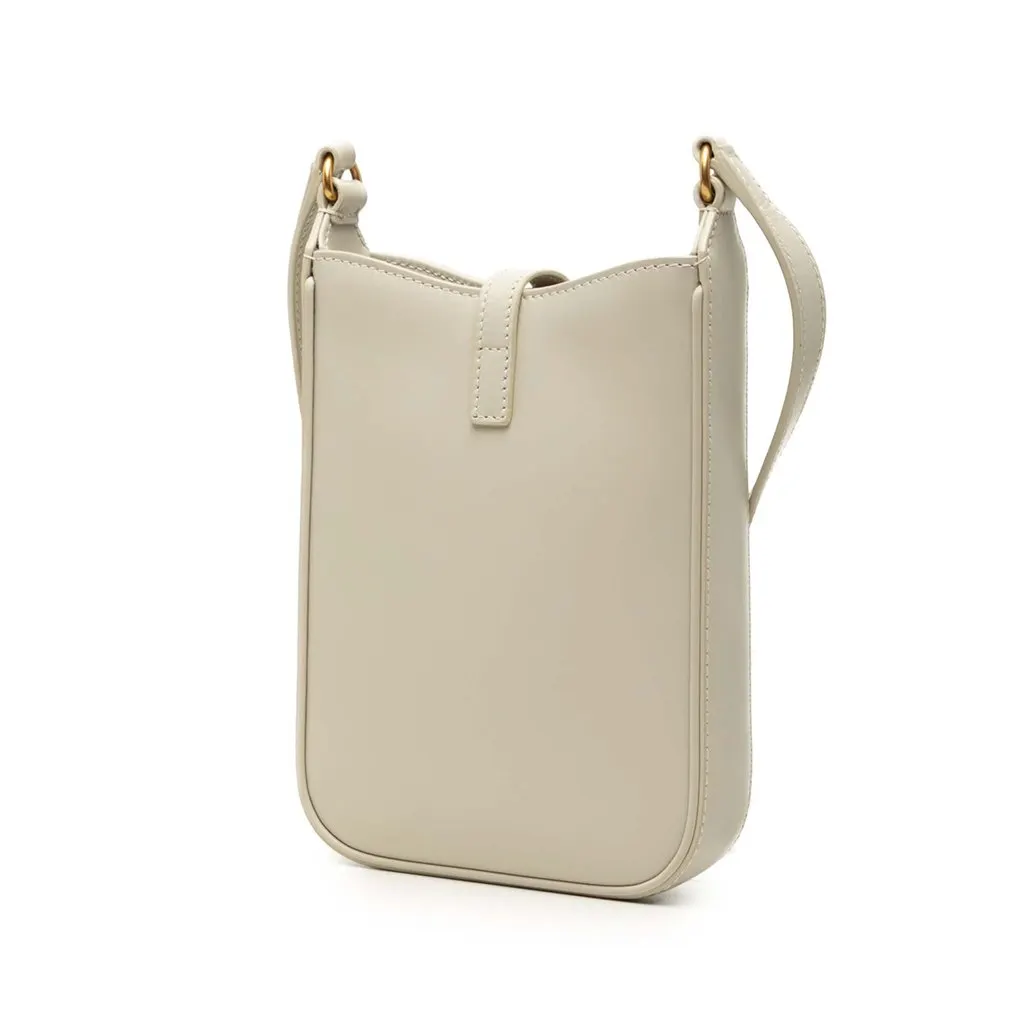 Saint Laurent Mini Smooth Calfskin Le 5 a 7 Vertical Crossbody White Leather Very good - Back View