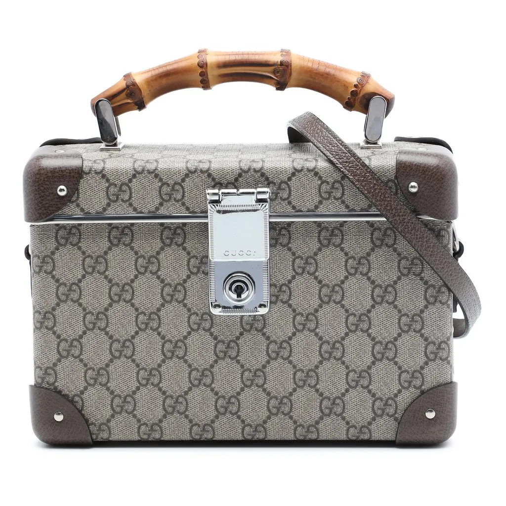 Gucci GG Supreme Bamboo Vanity Bag Beige Very good - Front View