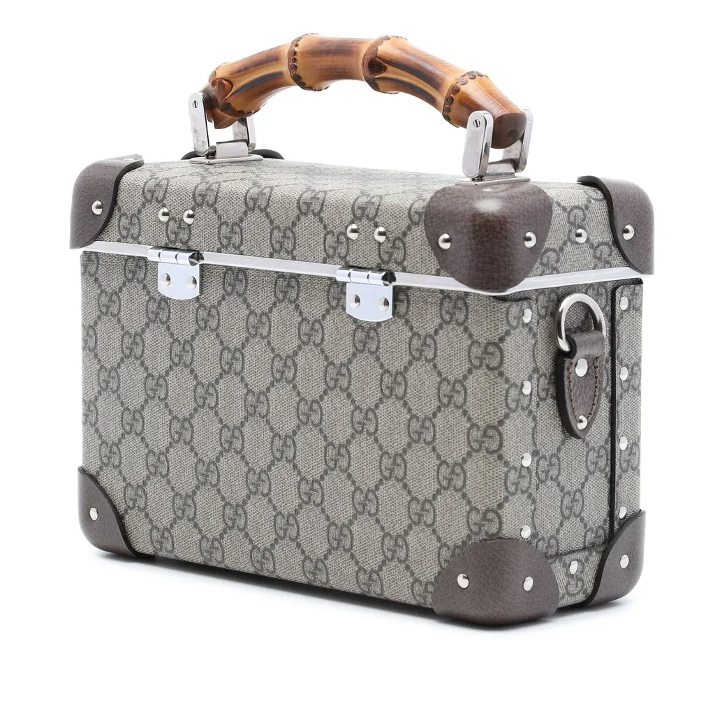 Gucci GG Supreme Bamboo Vanity Bag Beige Very good - Back View