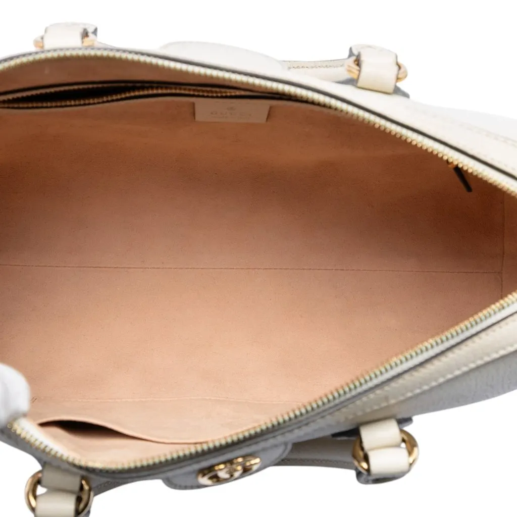 Gucci Medium Calfskin Web Ophidia Top Handle Bag Beige Leather Very good - Model View