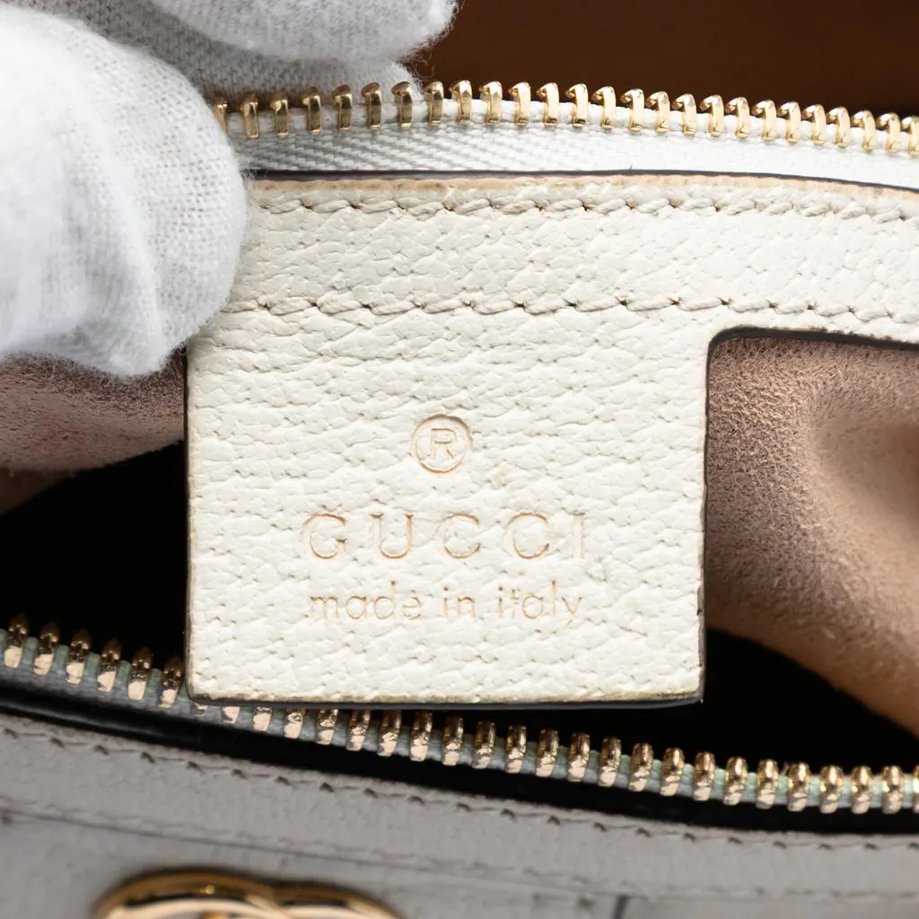Gucci Medium Calfskin Web Ophidia Top Handle Bag Beige Leather Very good - Box View