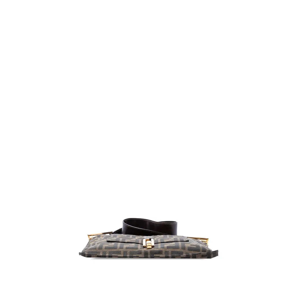 Fendi Zucca Canvas Flap Shoulder Bag Brown Canvas Very good - Inside View