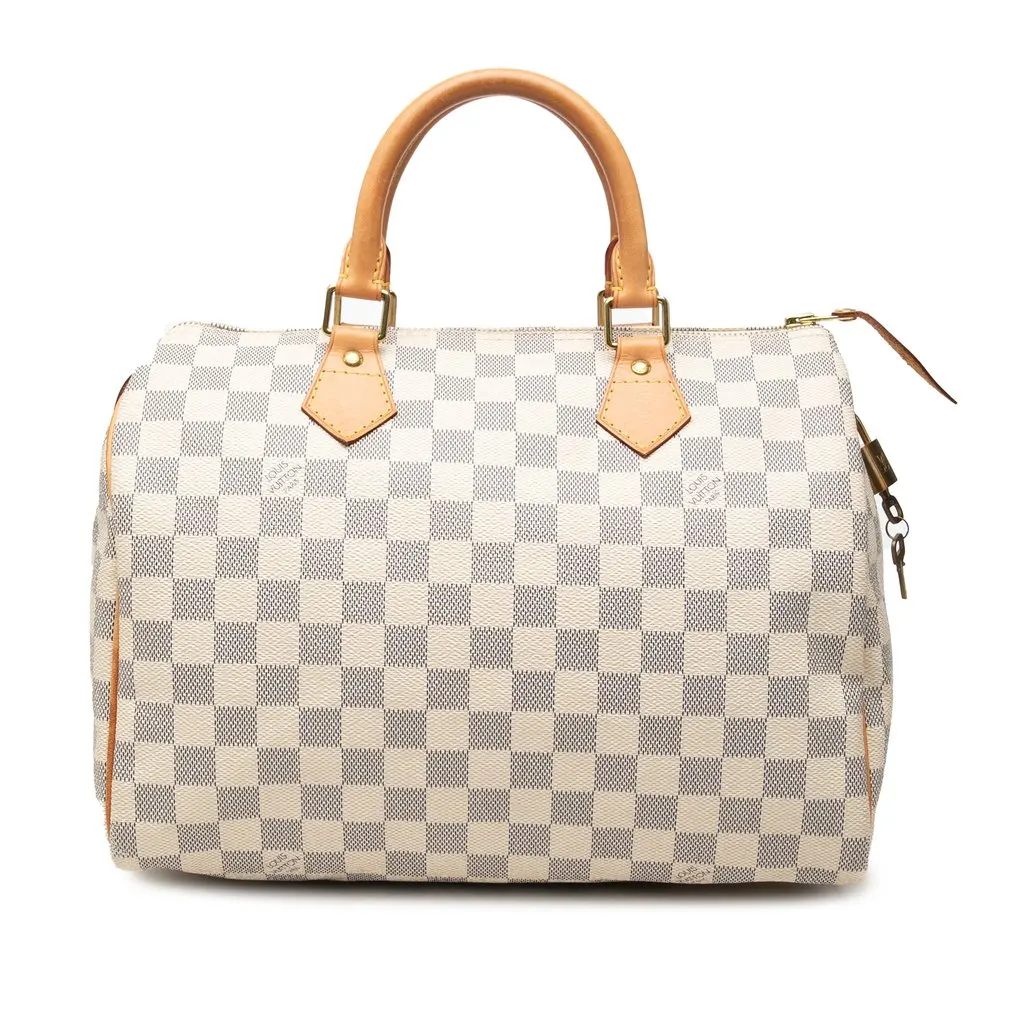 Louis Vuitton Damier Azur Speedy 30 White Canvas Good - Front View