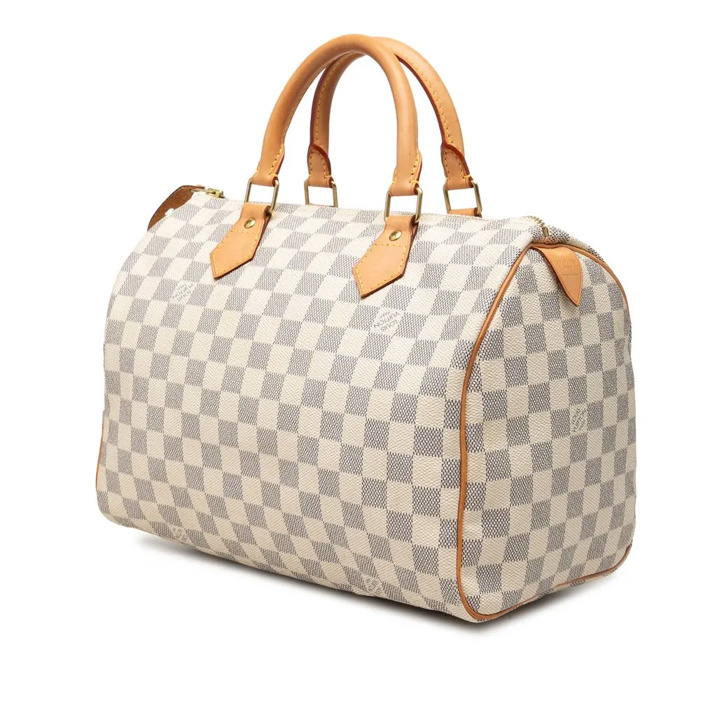 Louis Vuitton Damier Azur Speedy 30 White Canvas Good - Back View