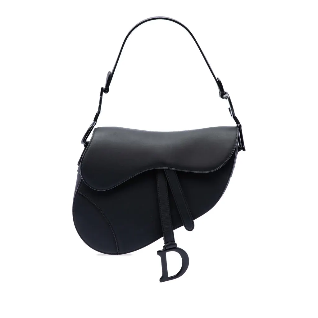 Dior Ultra Matte Calfskin Saddle Bag Black Leather Very good - Front View