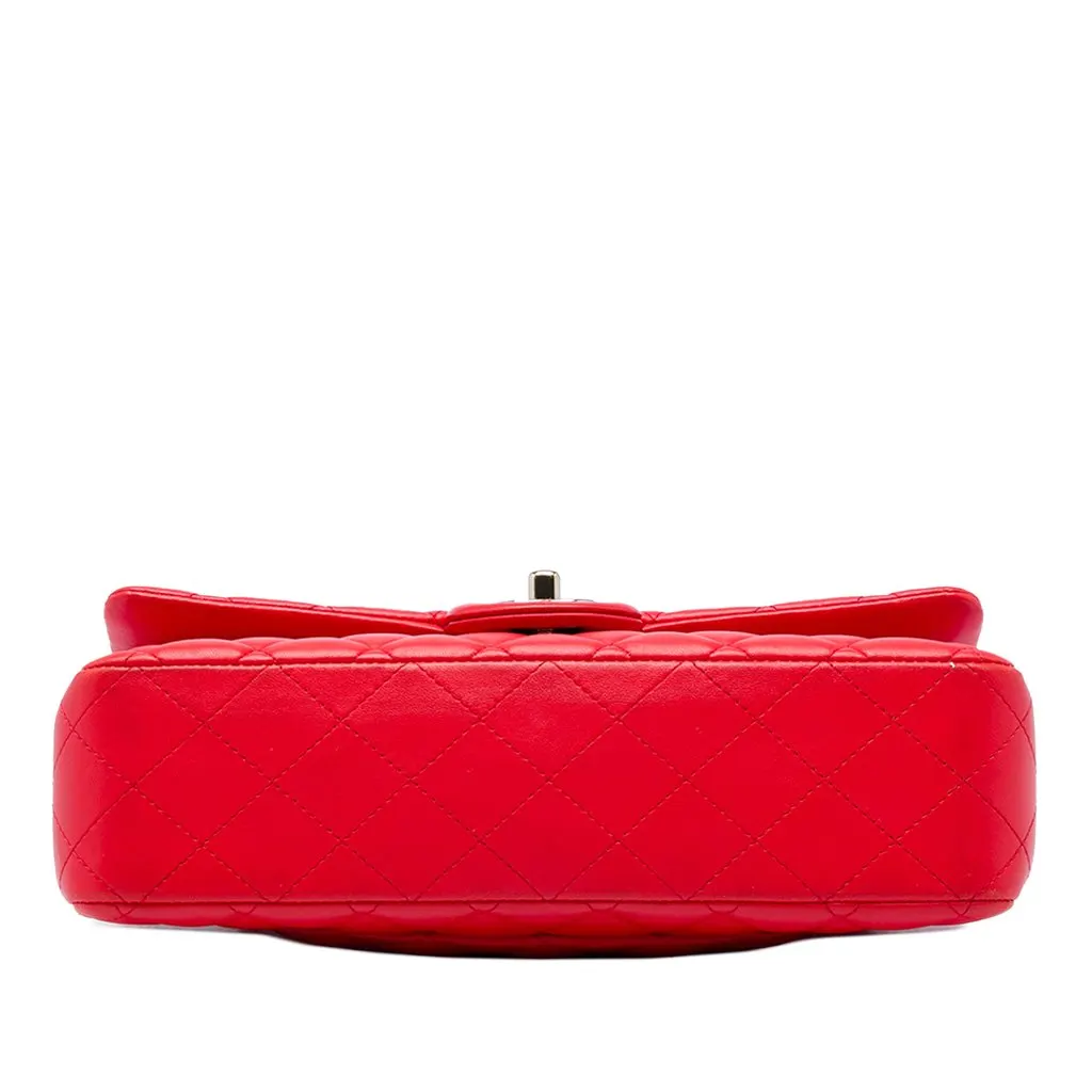 Chanel Medium Classic Lambskin Double Flap Red Leather Very good - Inside View