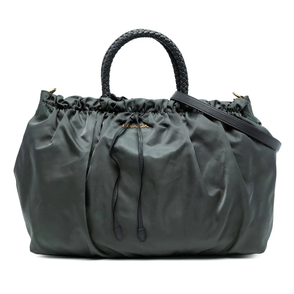 Prada Tessuto Bow Satchel Grey Polyamide Very good - Front View