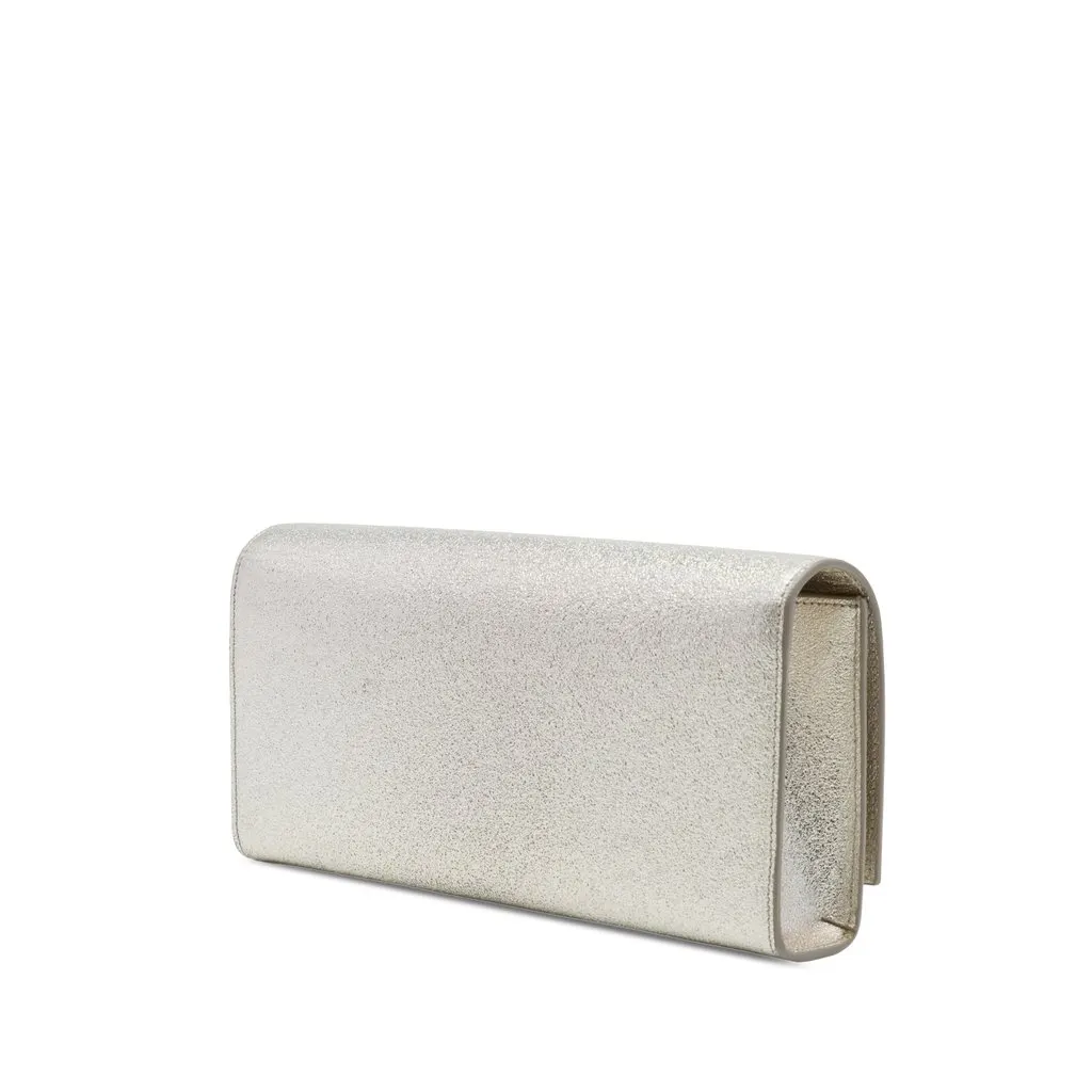 Saint Laurent Metallic Calfskin Cassandre Clutch Gold Leather Good - Back View