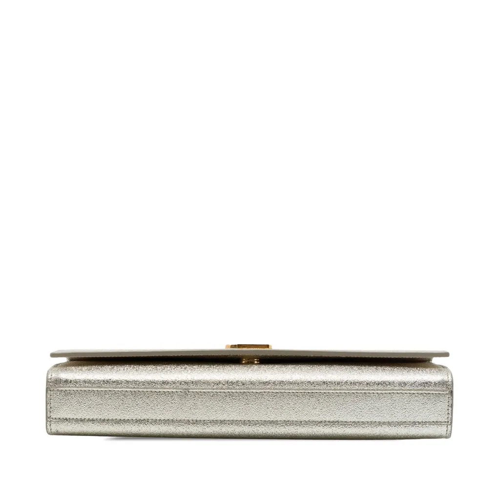 Saint Laurent Metallic Calfskin Cassandre Clutch Gold Leather Good - Inside View