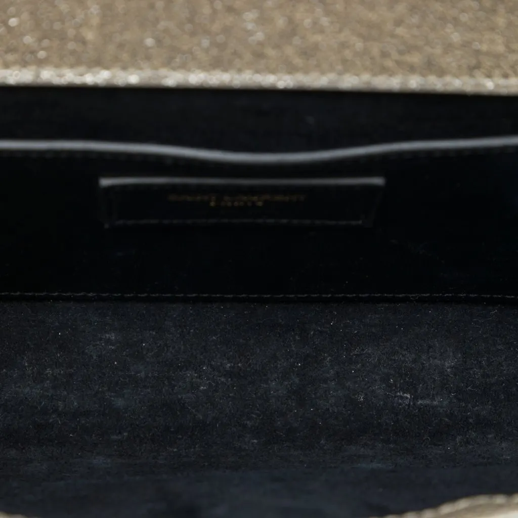 Saint Laurent Metallic Calfskin Cassandre Clutch Gold Leather Good - Model View