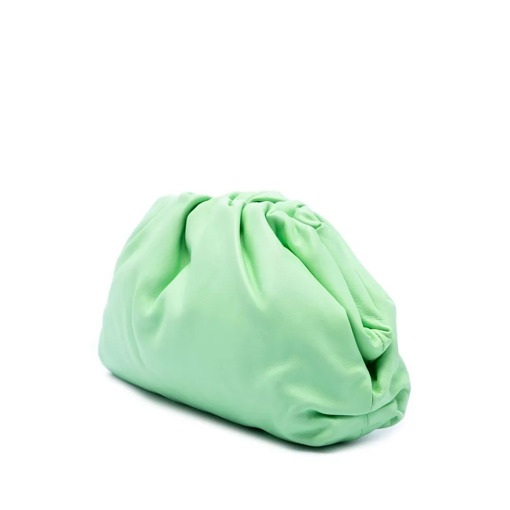 Bottega Veneta Teen Lambskin Pouch Green Leather Very good - Back View