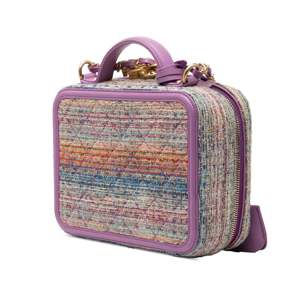 Chanel Medium Tweed CC Filigree Vanity Case Purple Very good - Back View