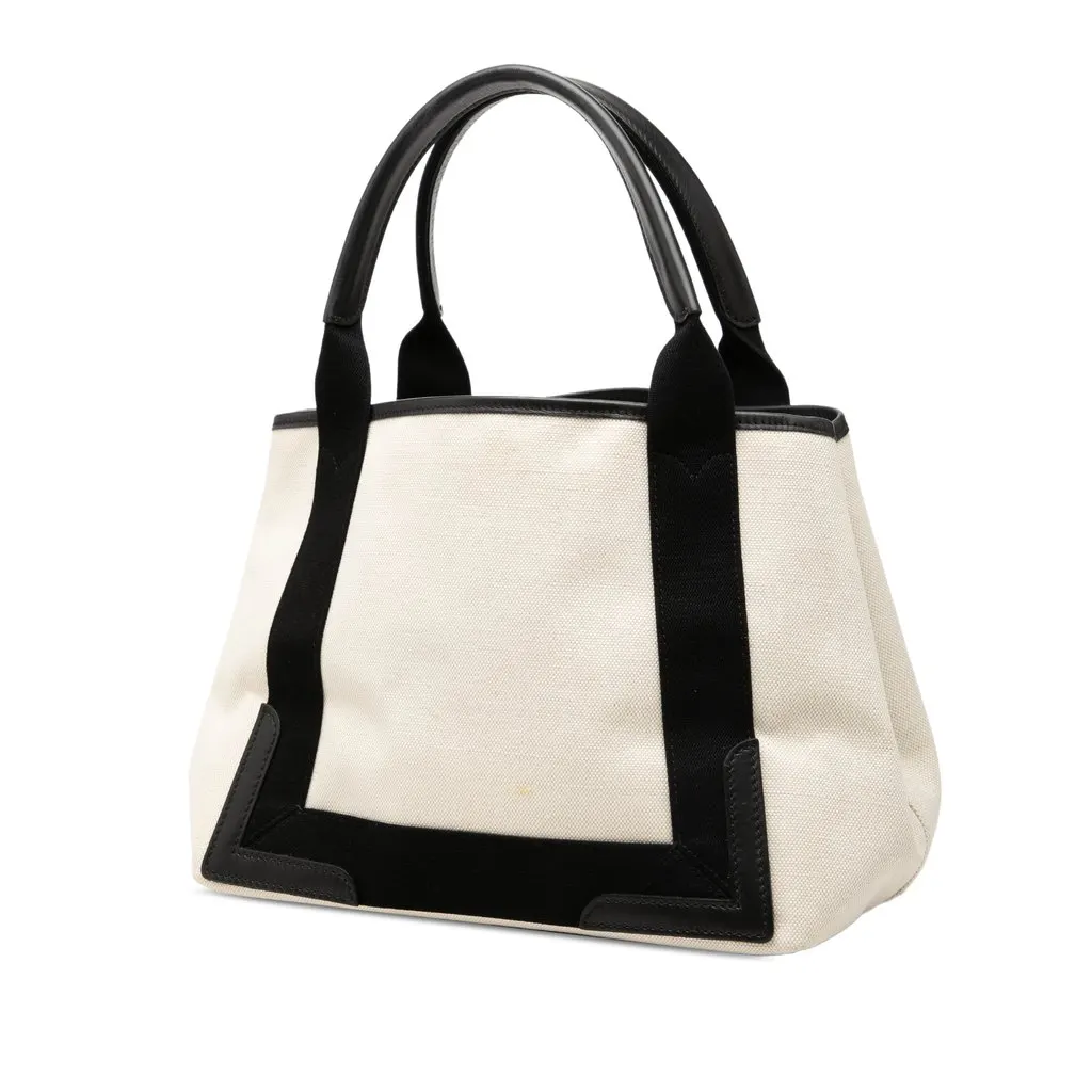 Balenciaga Canvas Navy Cabas Tote S White Very good - Back View