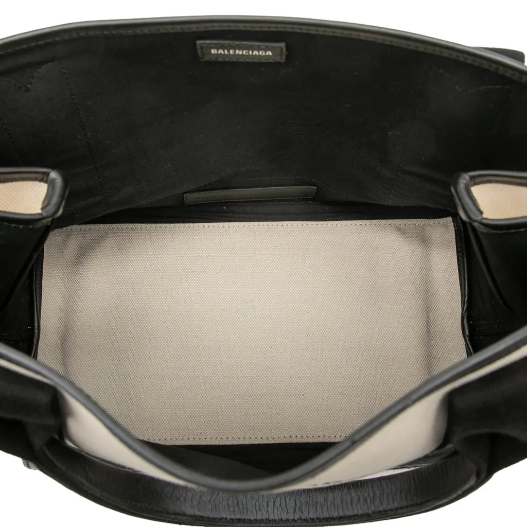Balenciaga Canvas Navy Cabas Tote S White Very good - Model View