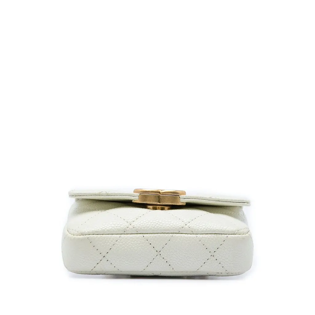 Chanel Quilted Caviar Melody Chain Belt Bag White Leather Very good - Inside View