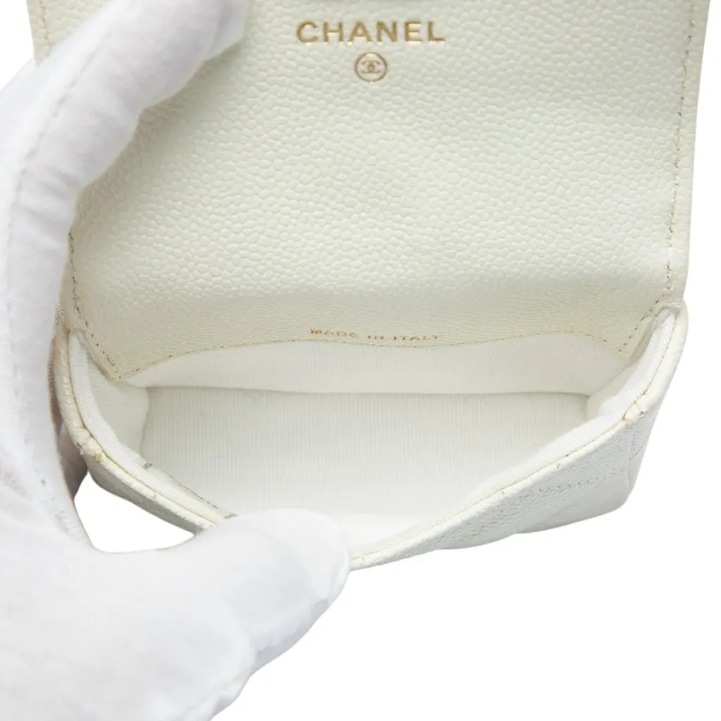 Chanel Quilted Caviar Melody Chain Belt Bag White Leather Very good - Model View