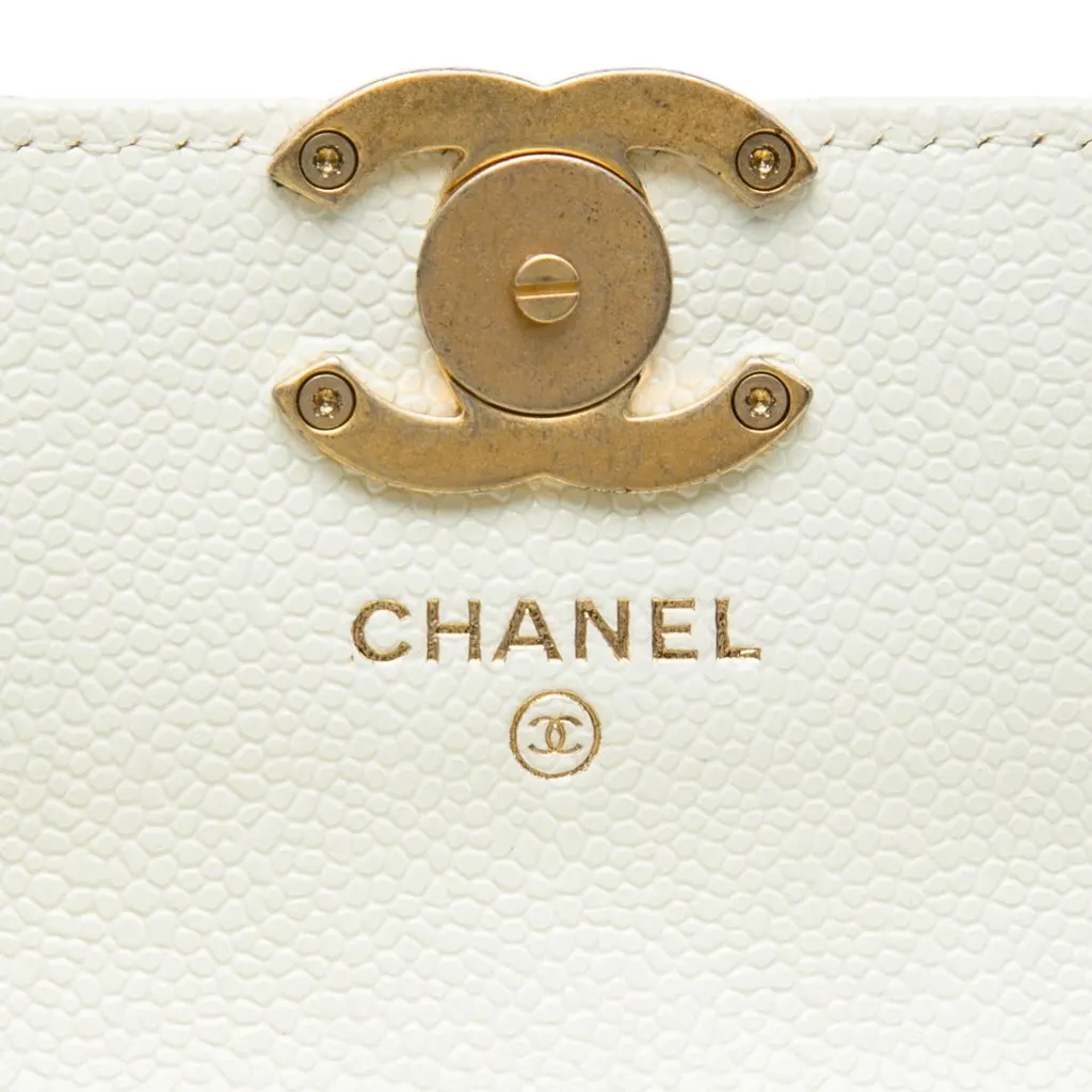 Chanel Quilted Caviar Melody Chain Belt Bag White Leather Very good - Box View