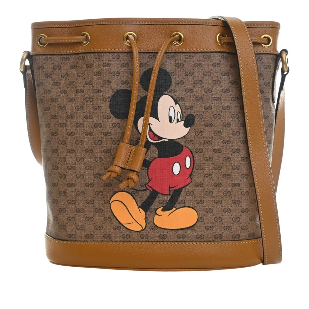 Gucci Micro GG Supreme Mickey Mouse Bucket Bag Beige Very good - Front View