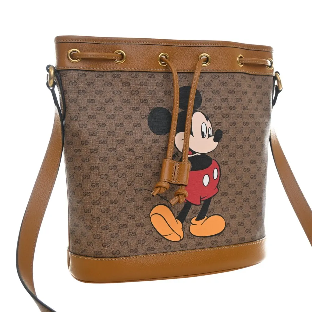 Gucci Micro GG Supreme Mickey Mouse Bucket Bag Beige Very good - Back View