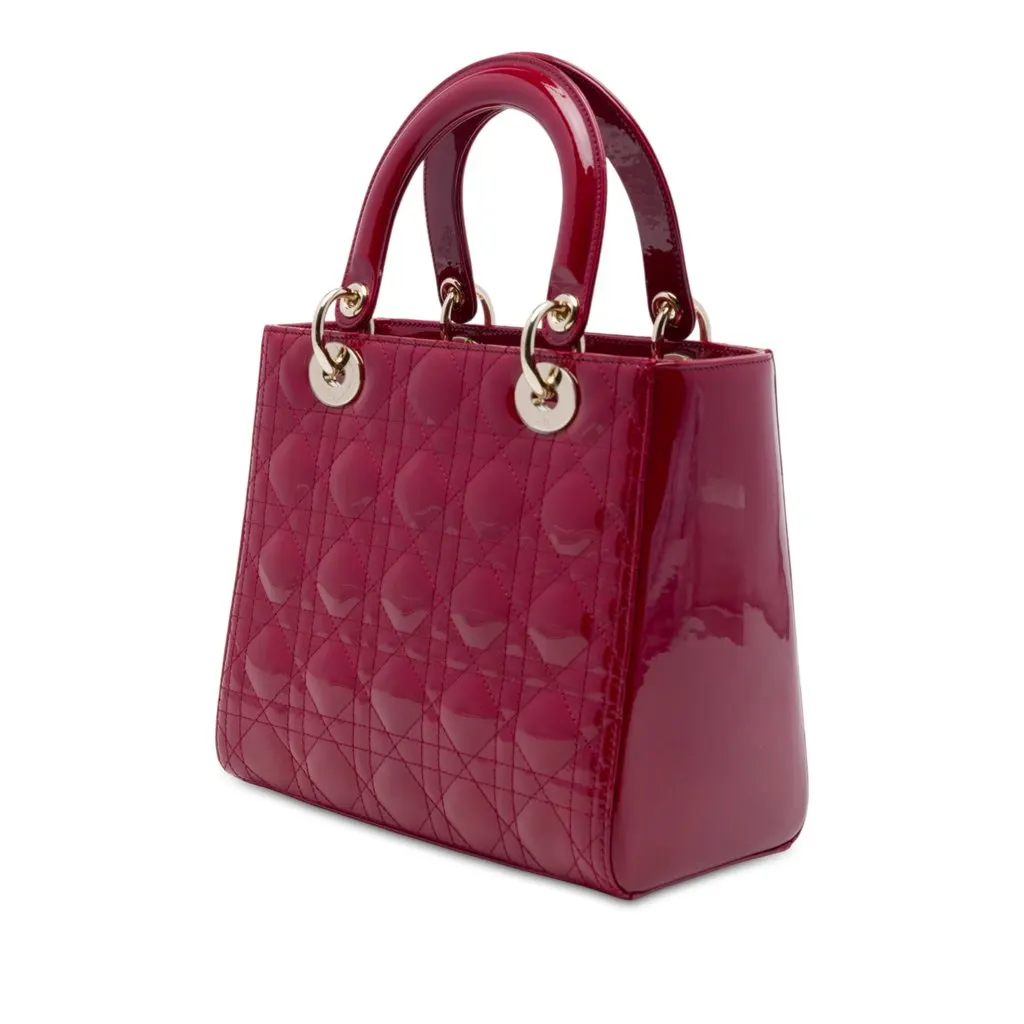 Dior Medium Patent Cannage Lady Dior Red Leather Very good - Back View