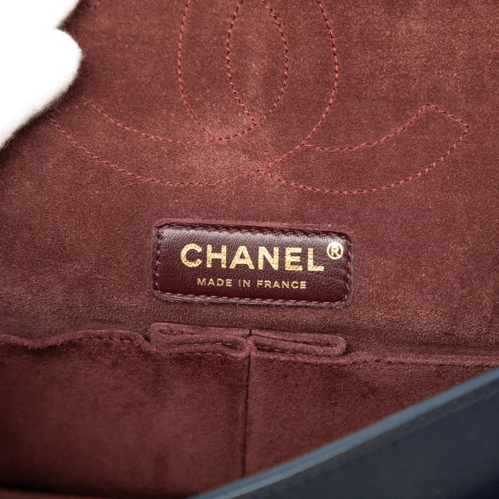 Chanel Calfskin Reissue 2.55 Medallion Nude Double Flap 225 Blue Leather Very good - Box View