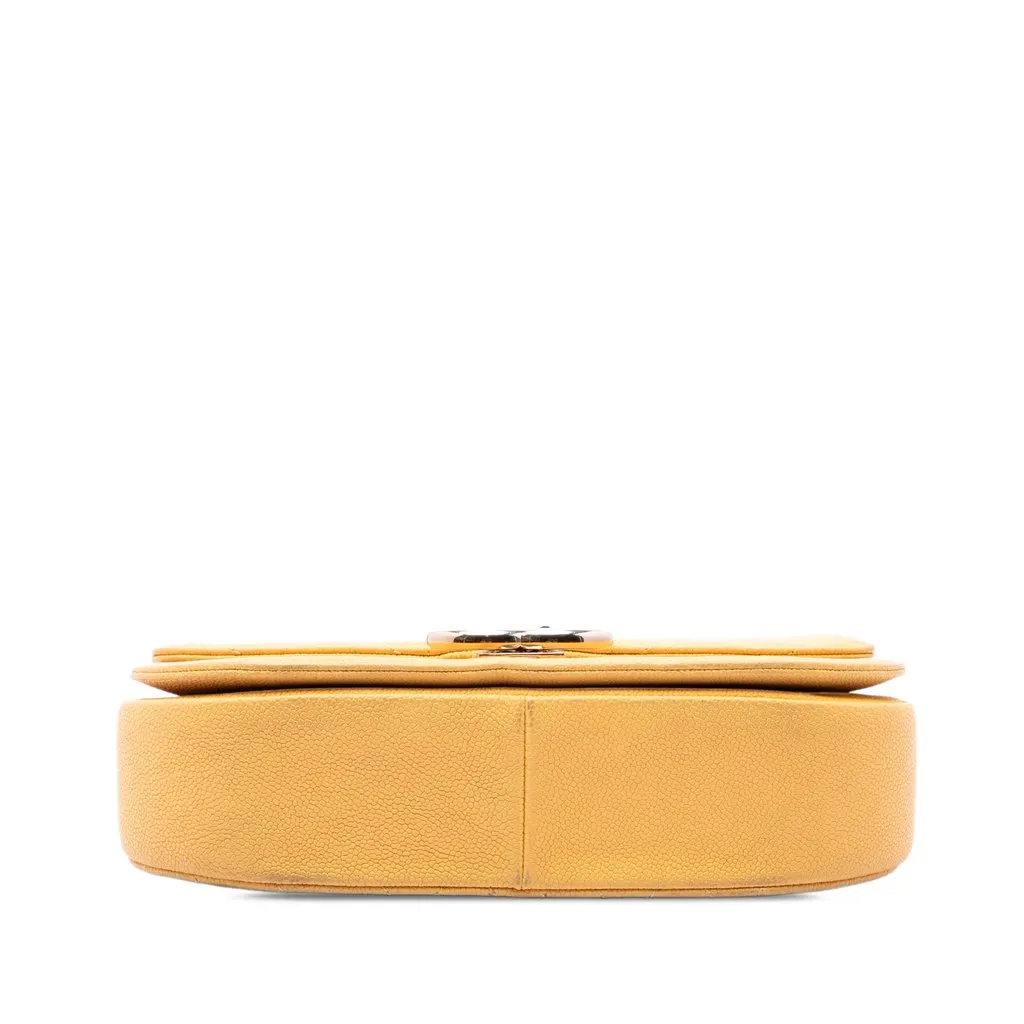 Chanel Paris Cuba Medium Quilted Caviar Thread Around Flap Yellow Leather Very good - Inside View