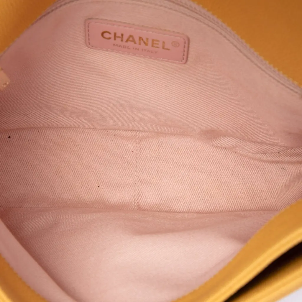 Chanel Paris Cuba Medium Quilted Caviar Thread Around Flap Yellow Leather Very good - Model View