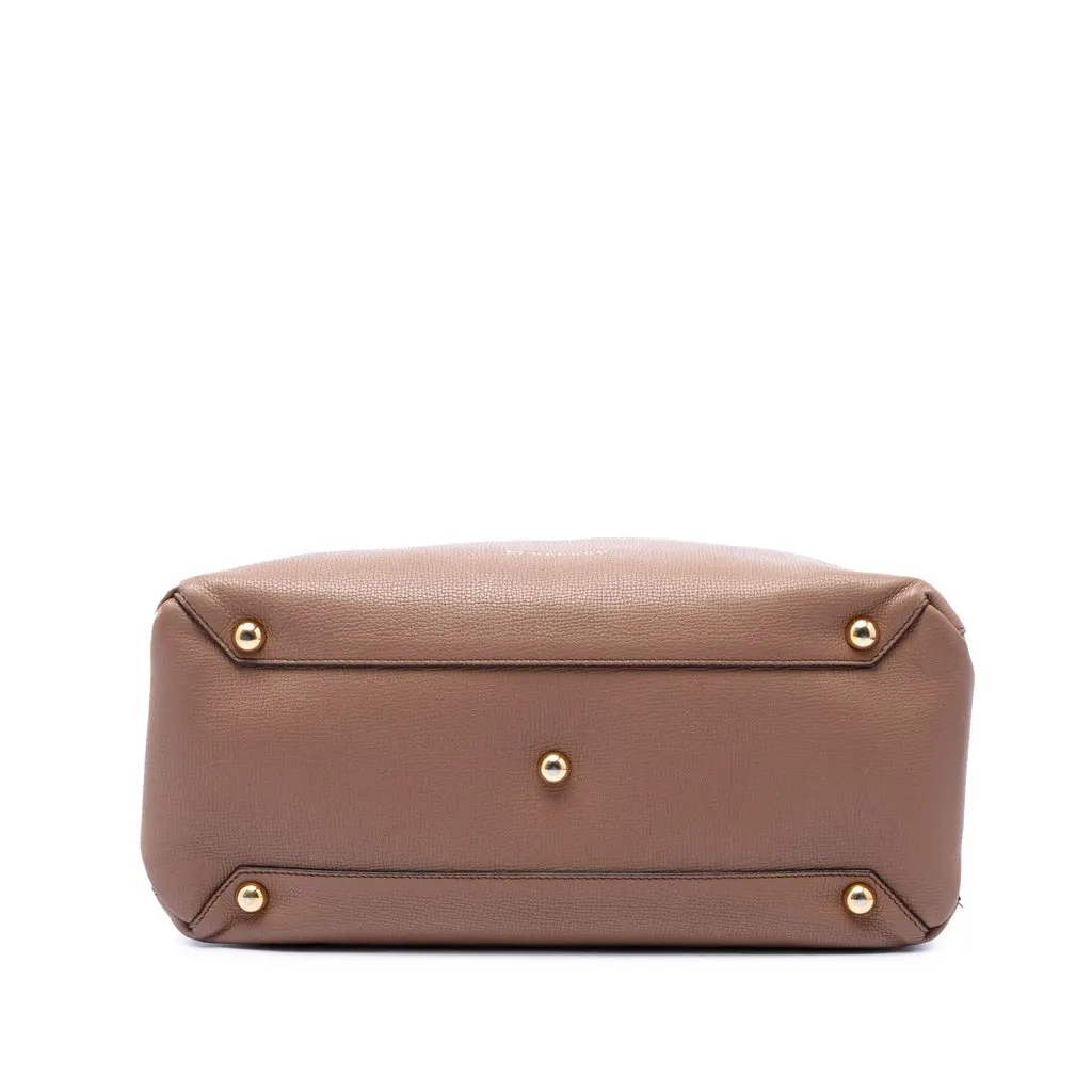 Burberry Medium Calfskin and House Check Banner Satchel Brown Leather Good - Inside View