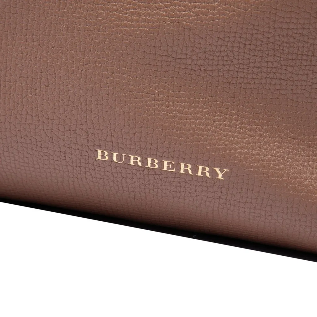 Burberry Medium Calfskin and House Check Banner Satchel Brown Leather Good - Box View