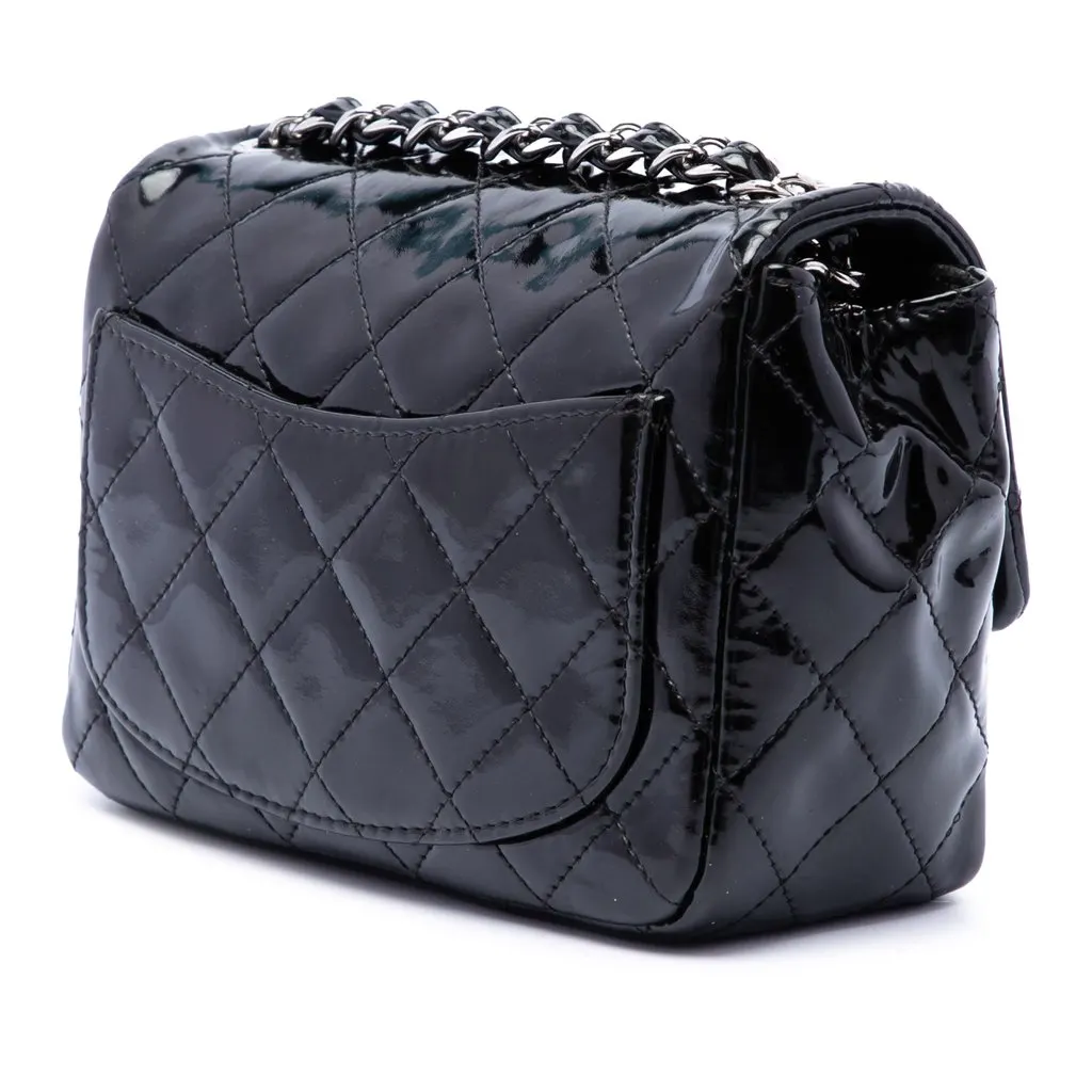 Chanel Mini Square Classic Patent Single Flap Black Leather Very good - Back View