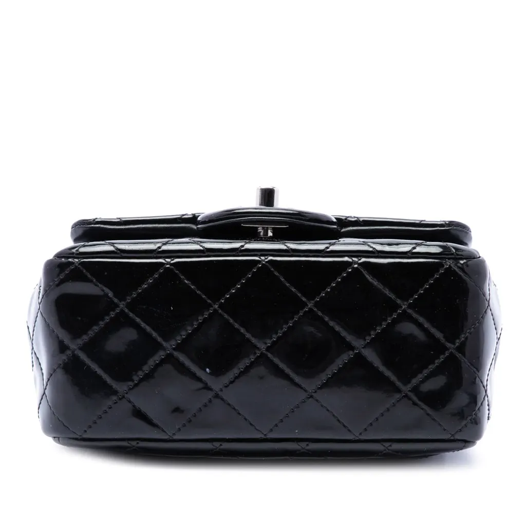 Chanel Mini Square Classic Patent Single Flap Black Leather Very good - Inside View
