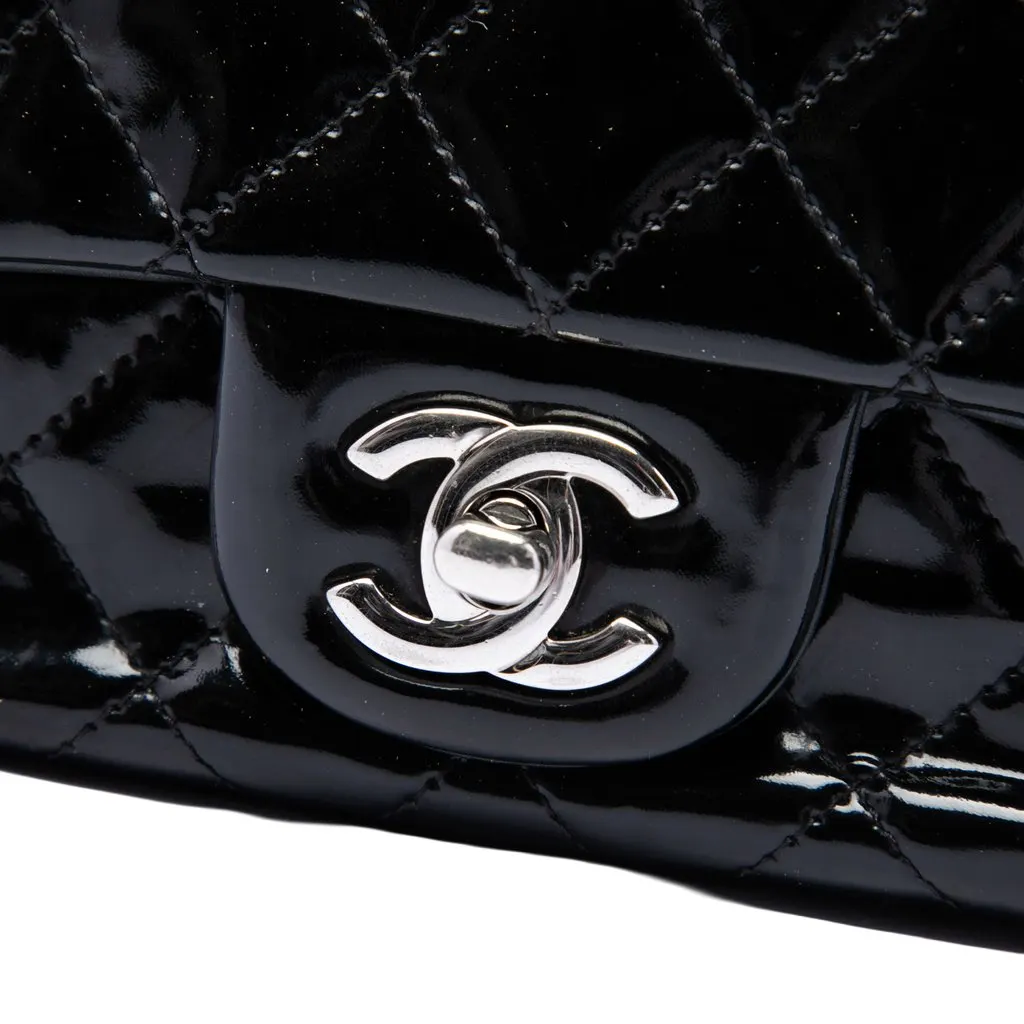 Chanel Mini Square Classic Patent Single Flap Black Leather Very good - Box View