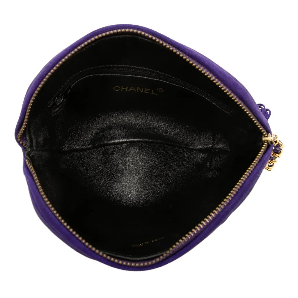 Chanel CC Suede Tassel Clutch Blue Leather Good - Model View