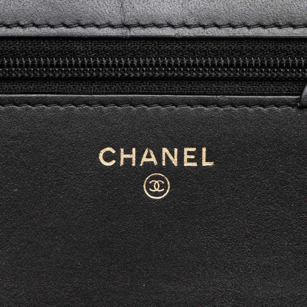 Chanel Quilted Caviar Boy Wallet on Chain Black Leather Very good - Box View