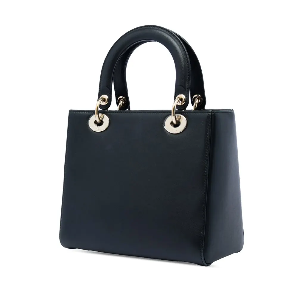 Dior Niki De Saint Phalle Medium Calfskin Heart Supple Lady Dior Black Leather Good - Back View