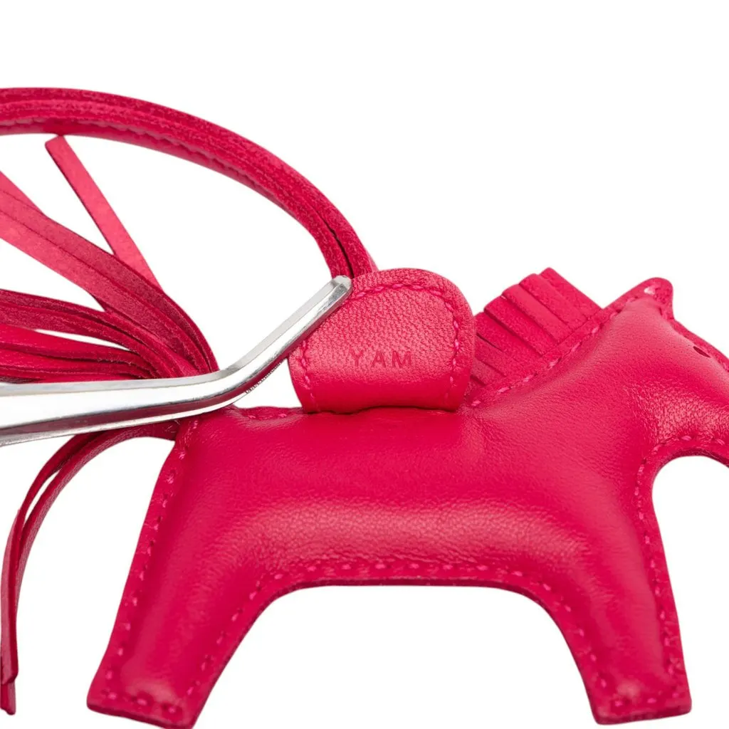 Hermès Milo Lambskin GriGri Rodeo Bag Charm PM Pink Leather Good - Model View