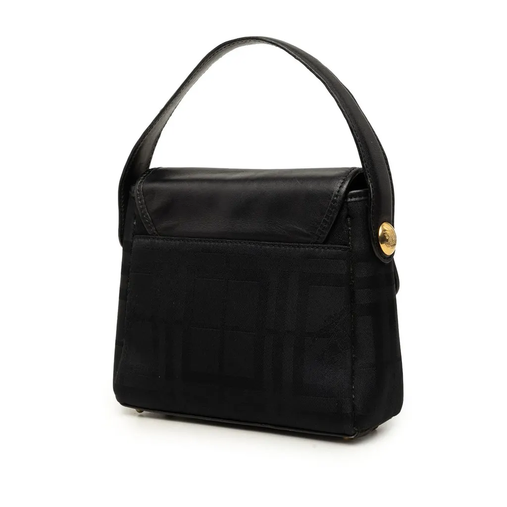 Burberry Tonal Check Nylon and Leather Handbag Black Polyamide Good - Back View