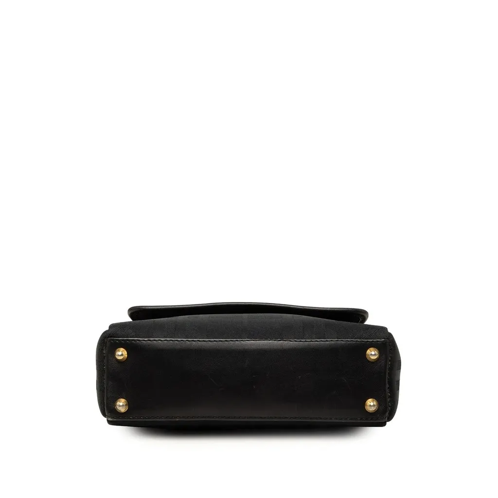 Burberry Tonal Check Nylon and Leather Handbag Black Polyamide Good - Inside View