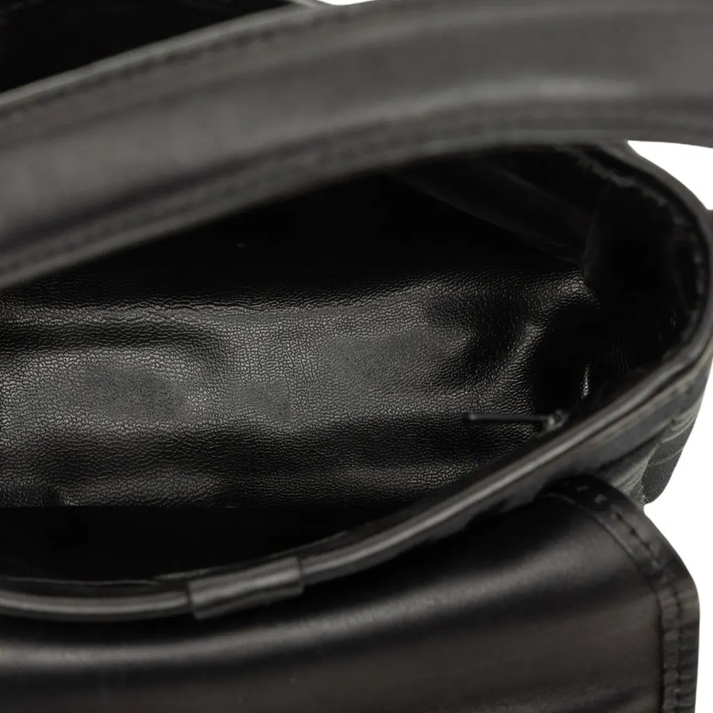 Burberry Tonal Check Nylon and Leather Handbag Black Polyamide Good - Model View
